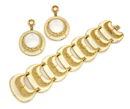 A Vendome Goldtone and White Enamel