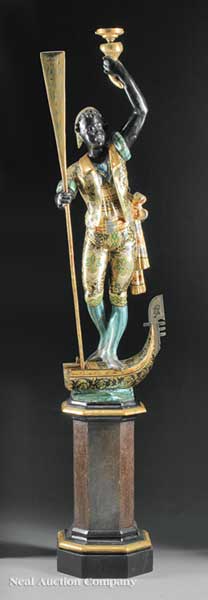 A Venetian Carved Polychromed and