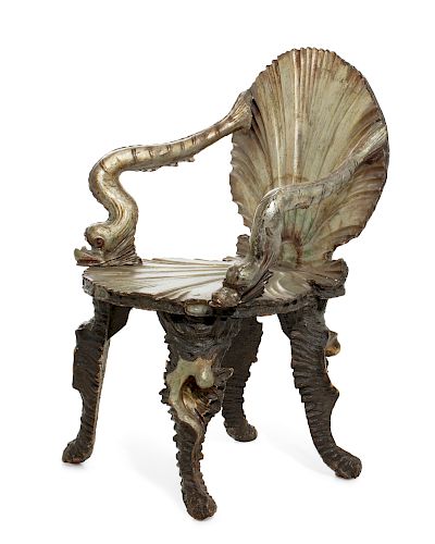 A VENETIAN CARVED SILVERED WOOD