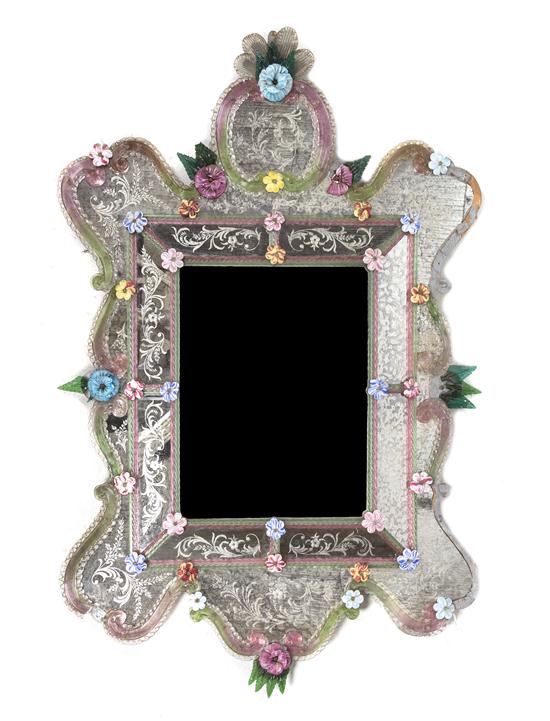 A Venetian Glass Mirror having a
