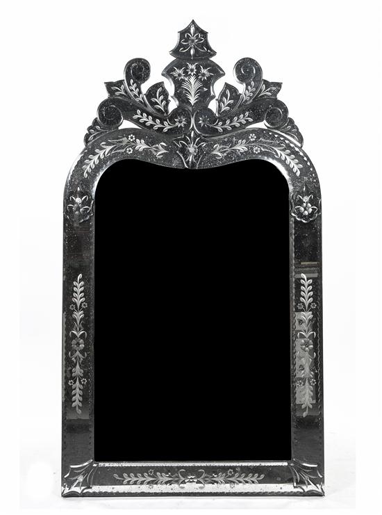 A Venetian Glass Mirror the domed