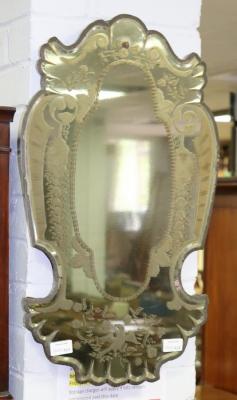 A Venetian wall mirror, the