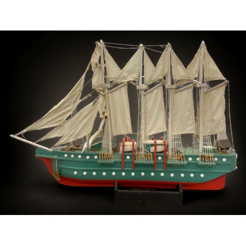 A VERY LARGE WOODEN MODEL SHIP.