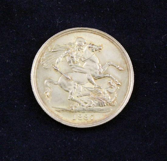 A Victorian 1887 gold two pound
