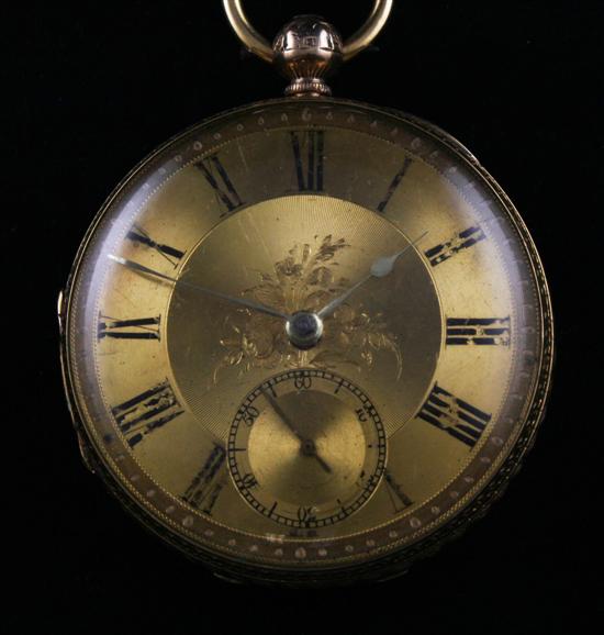 A Victorian 18ct gold keywind lever