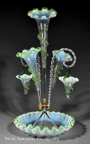 A Victorian Apple Green Opaline and