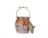 A VICTORIAN ART GLASS BISCUIT