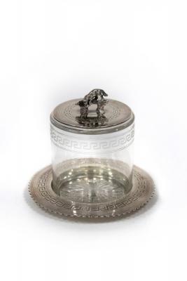A Victorian biscuit jar with silver