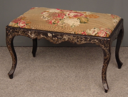 A Victorian black lacquered wood
