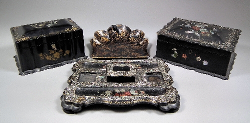 A Victorian black papier-mache