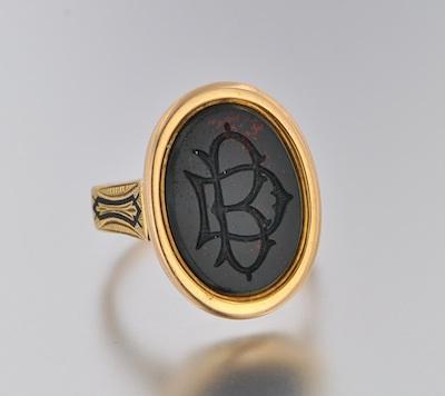 A Victorian Bloodstone Signet