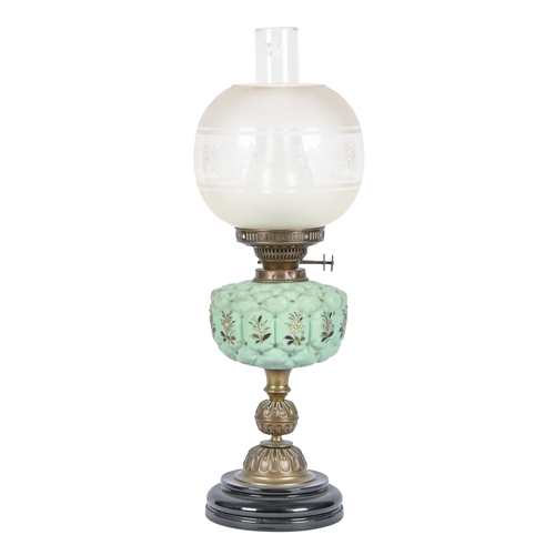 A Victorian brass oil lamp, on