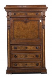 A VICTORIAN BURL WALNUT SECRET