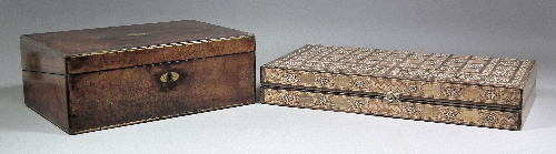 A Victorian burr walnut and brass