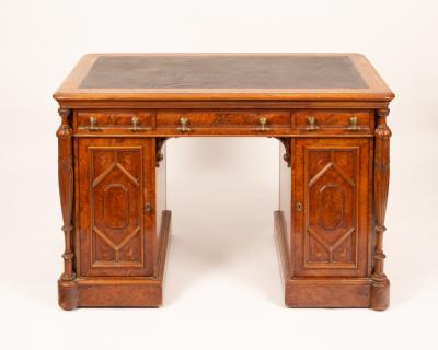 A Victorian burr walnut pedestal