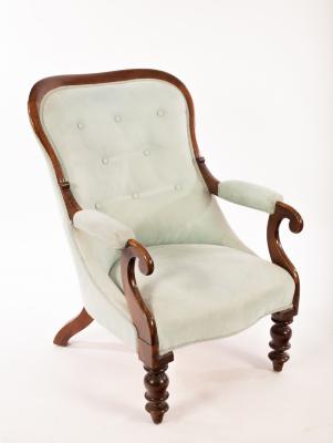 A Victorian button back open