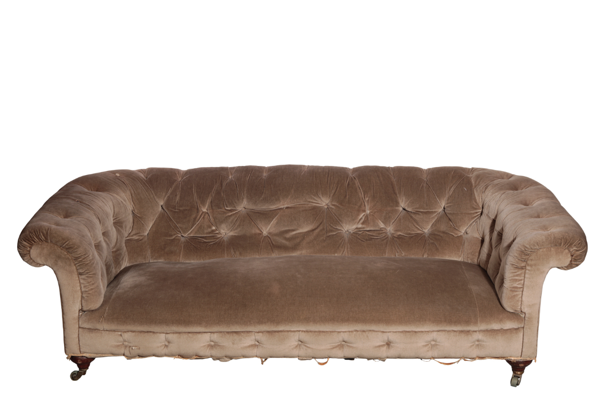 A VICTORIAN BUTTON UPHOLSTERED