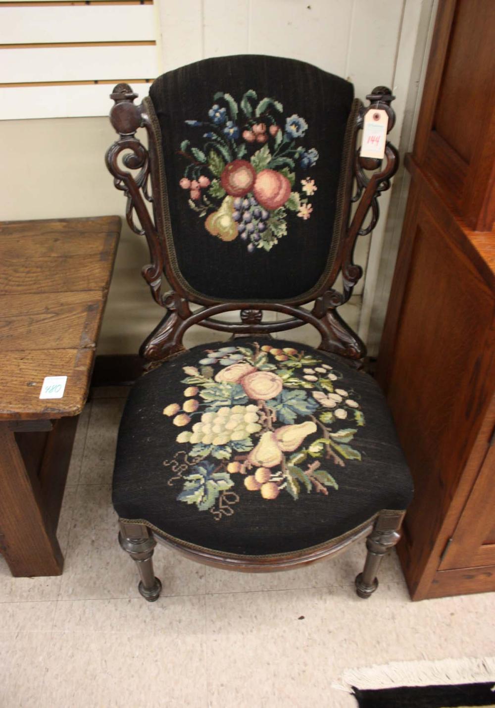 A VICTORIAN CARVED AND INLAID