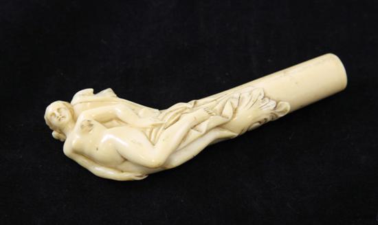 A Victorian carved ivory walking