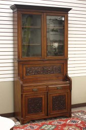 A VICTORIAN CARVED MAHOGANY SE