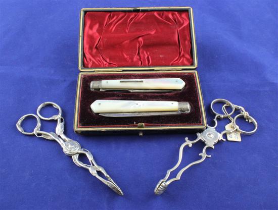 A Victorian cased mother of pearl