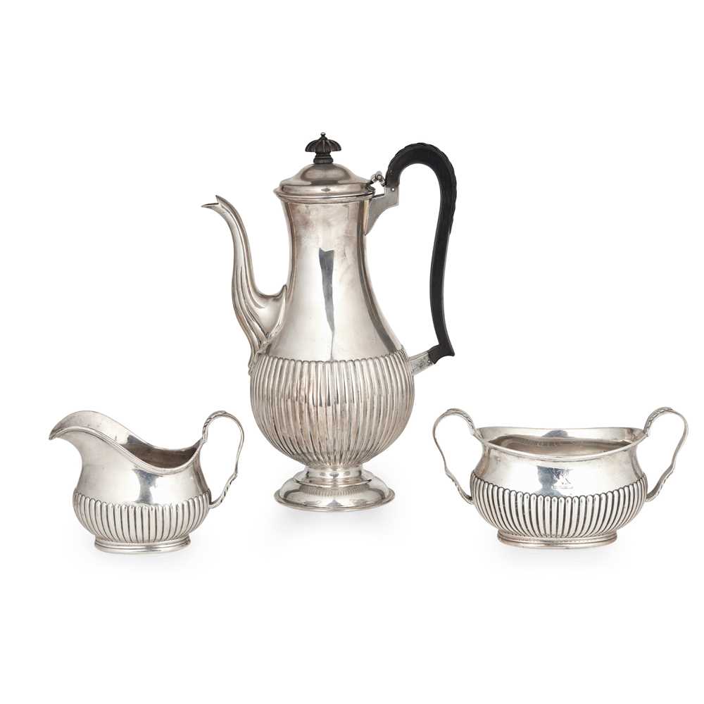 A VICTORIAN COFFEE POT, SUGAR,