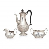 A VICTORIAN COFFEE POT, SUGAR,