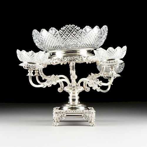 A VICTORIAN CUT CRYSTAL MOUNTED AND