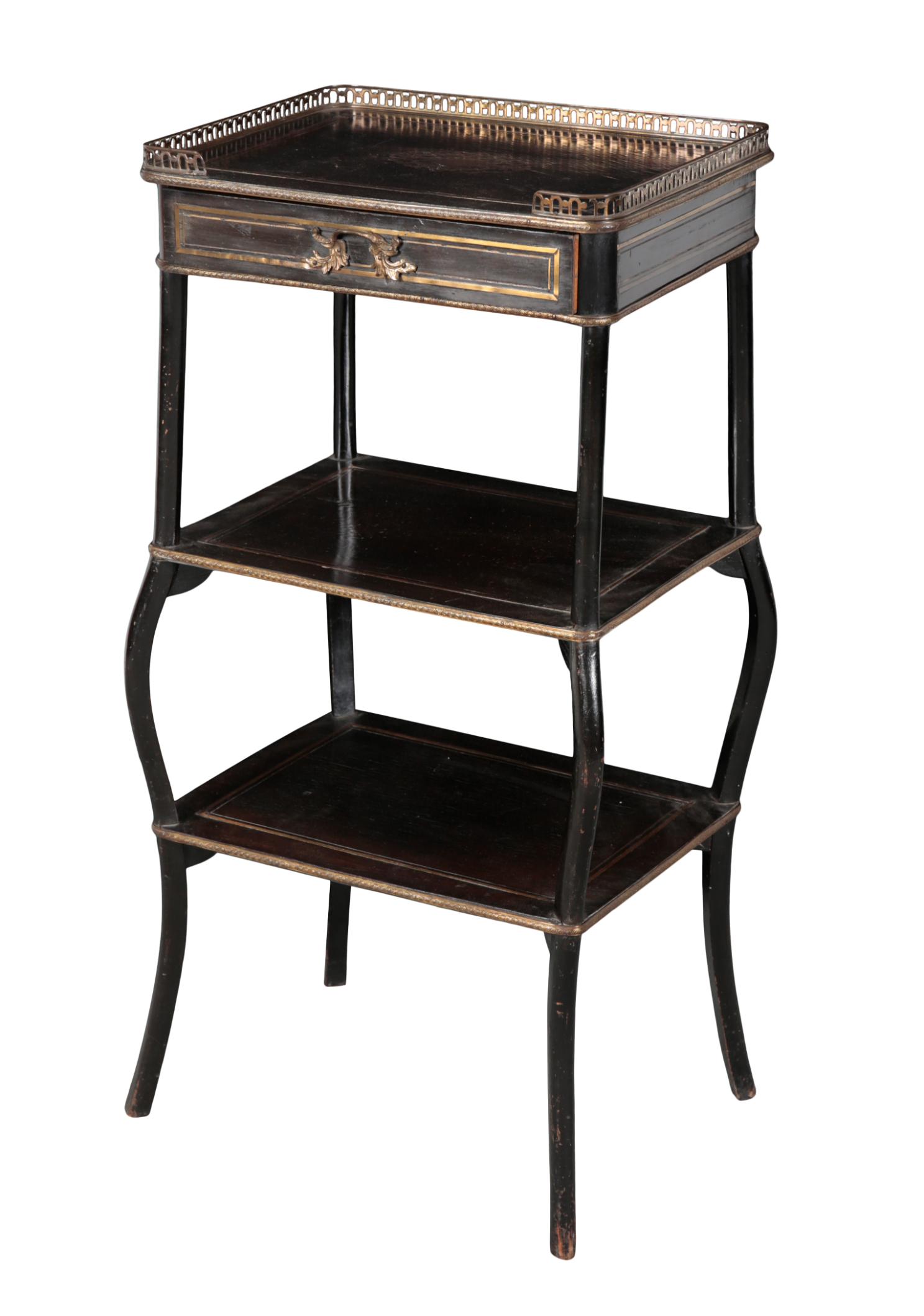 A VICTORIAN EBONISED AND GILT METAL