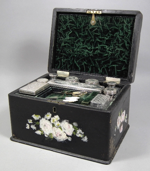 A Victorian ebonised wood toilet