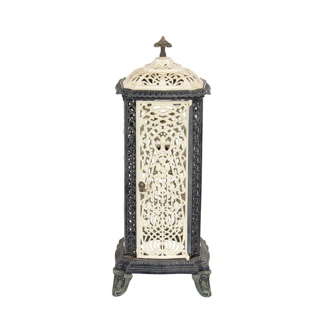 A VICTORIAN ENAMEL AND CAST IRON