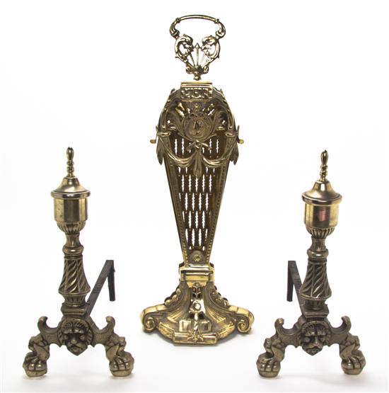 *A Victorian Fan Form Brass Fire