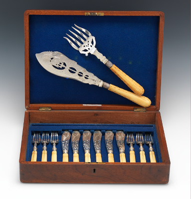 A Victorian Fish Set Boxed The