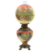 A VICTORIAN GLASS AND CAST IRO