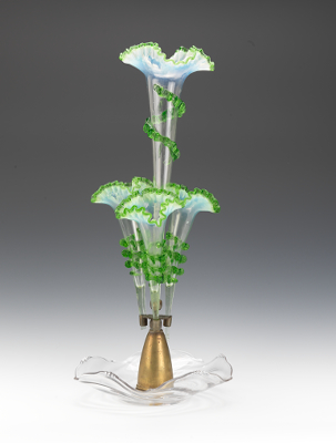 A Victorian Glass Epergne With a