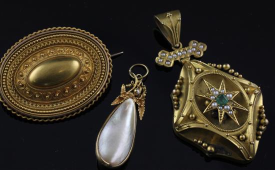 A Victorian gold emerald and
