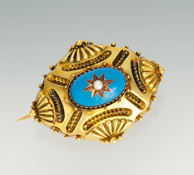 A Victorian Gold Enamel and Pearl