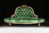 A VICTORIAN GREEN VELVET UPHOL