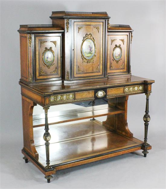 A Victorian inlaid amboyna and