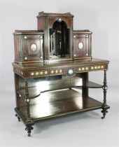 A Victorian inlaid and ebonise