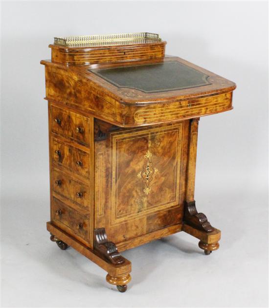 A Victorian inlaid burr walnut
