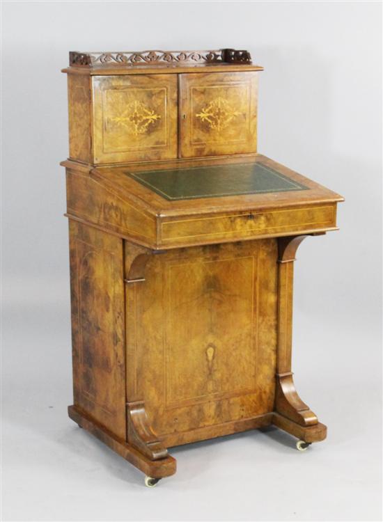 A Victorian inlaid burr walnut
