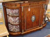 A Victorian inlaid walnut cred