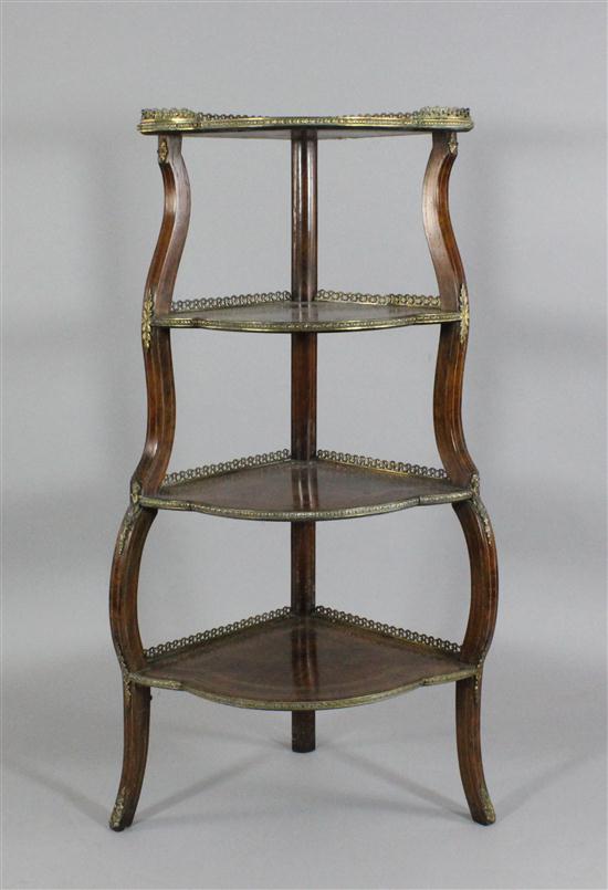 A Victorian inlaid walnut four tier