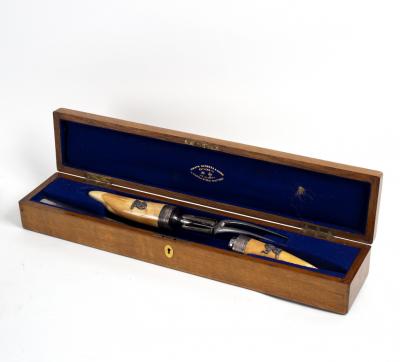 A Victorian ivory handled carving
