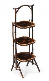 A VICTORIAN JAPANNED AND BAMBO