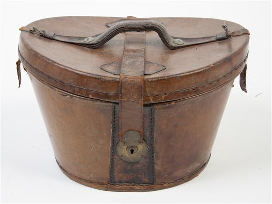* A Victorian Leather Hat Box of