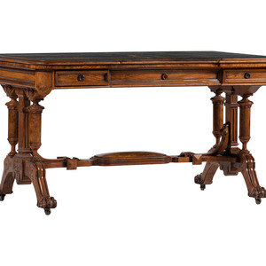 A Victorian Leather-Top Walnut