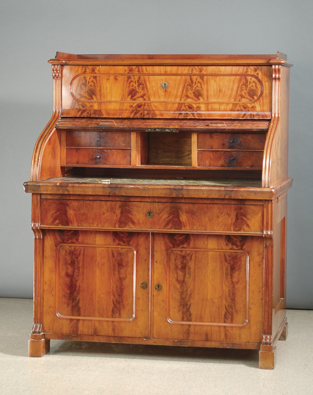 A VICTORIAN MAHOGANY ROLL-TOP