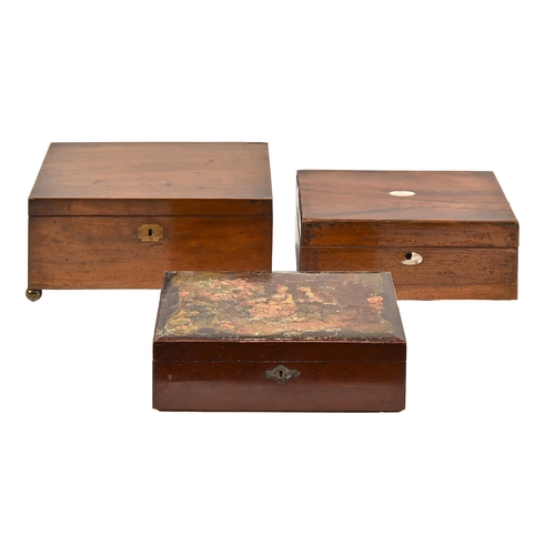 A Victorian mahogany work box, on
